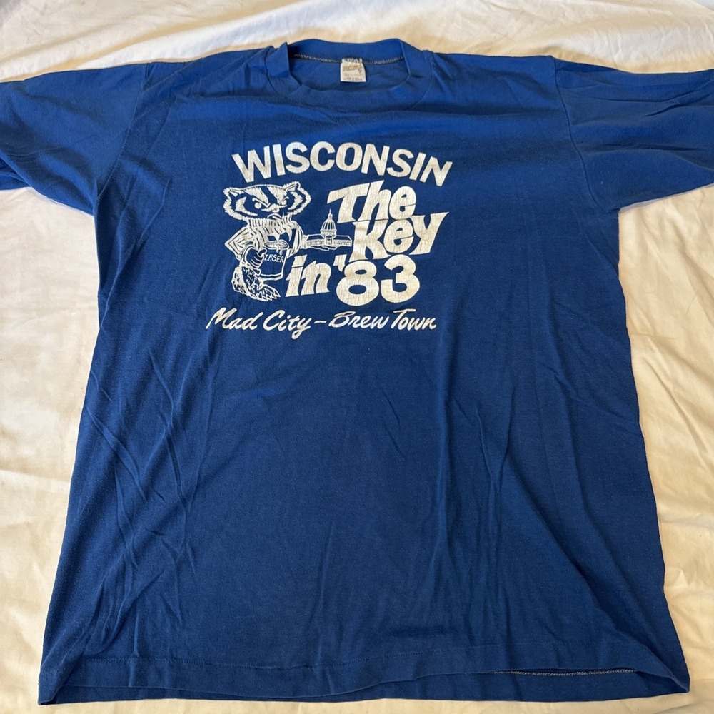 Vintage Madison Single Stitch T-shirt Blue Men's XL Fits Like Large